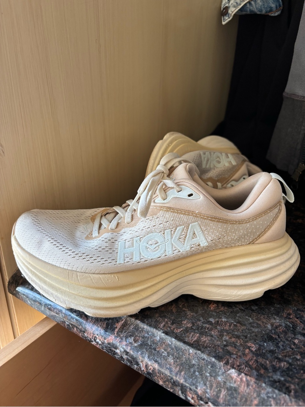 Hoka Women's Cream Athletic Running Shoes
